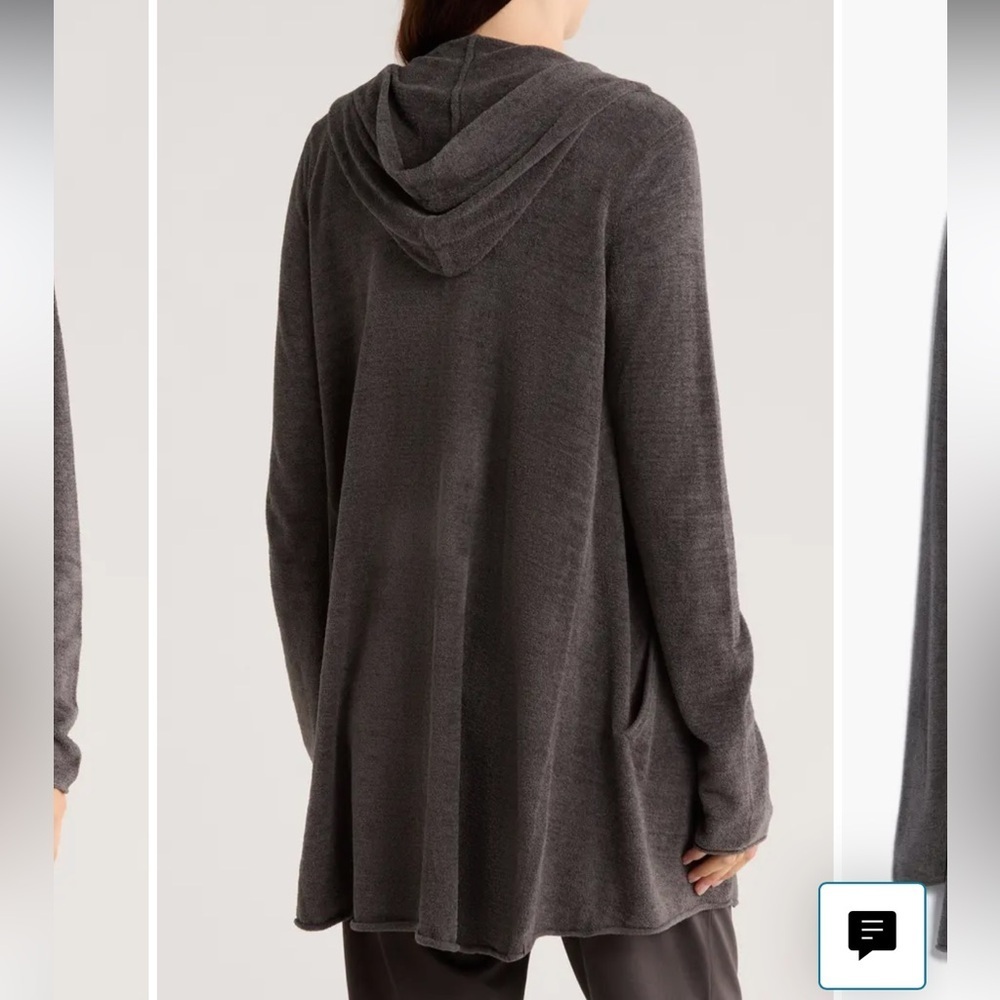 Barefoot Dreams CozyChic Ultra Lite™ Hooded Cardigan Gray Small Loungwear - Picture 2 of 14